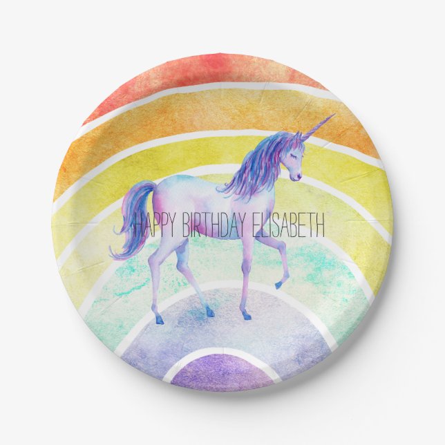 Rainbow Unicorn Paper Plate (Front)