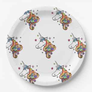 Rainbow Unicorn Paper Plate