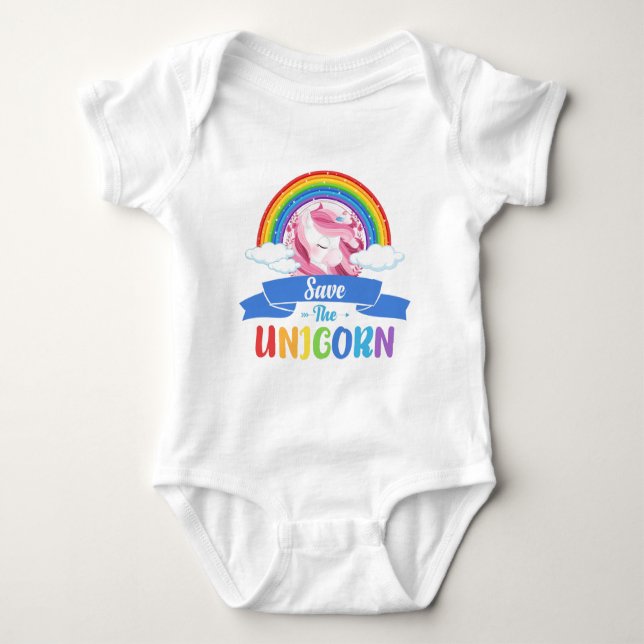 Rainbow Unicorn Party Baby Bodysuit (Front)