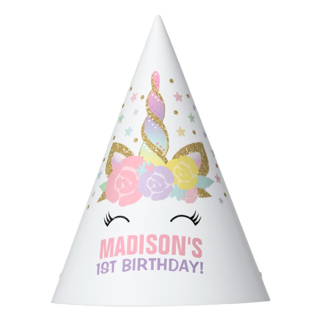 Rainbow Unicorn Party Hat Unicorn Birthday Party (Front)