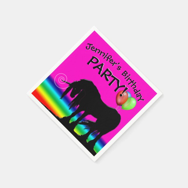 Rainbow Unicorn Party Napkin (Corner)