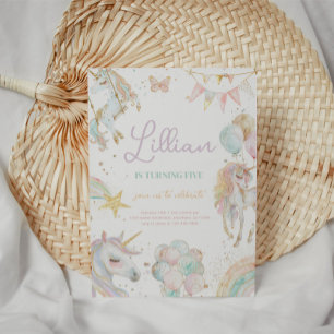 Rainbow Unicorn Pastel Birthday Invitation