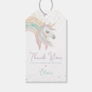 Rainbow Unicorn Pastel Birthday Party Gift Tags