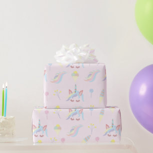 Rainbow Unicorn Pastel Cute Wrapping Paper