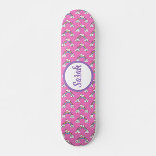 Rainbow Unicorn Pattern Personalised Name Skateboard