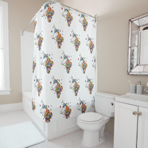 Rainbow Unicorn Pattern Shower Curtain