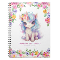 Rainbow Unicorn Personalised Name Cute Kids School