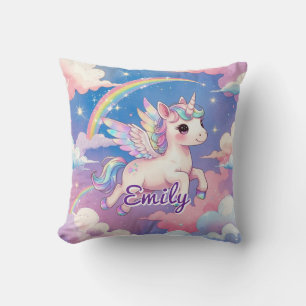 Rainbow Unicorn Personalised Square Pillow 