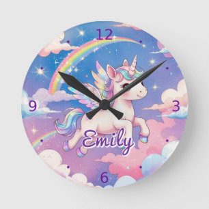 Rainbow Unicorn Personalized Wall Clock 