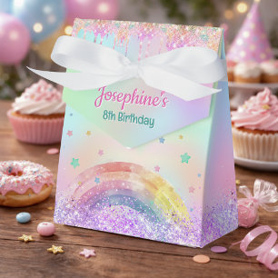 Rainbow Unicorn pink aqua birthday tent Favour Box