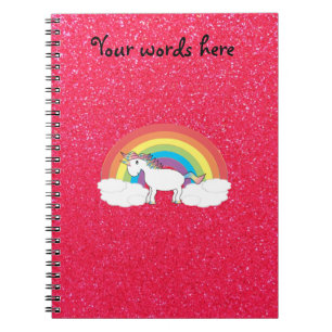 Rainbow unicorn pink glitter notebook
