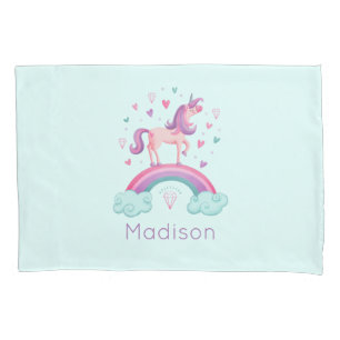 Rainbow Unicorn Pink Purple Girly Pillow Case