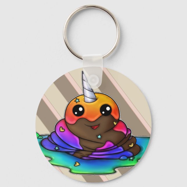 Rainbow Unicorn Poop Key Ring (Front)