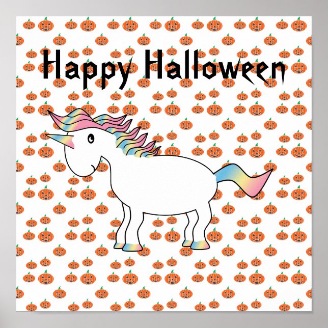 Rainbow unicorn pumpkin pattern poster (Front)