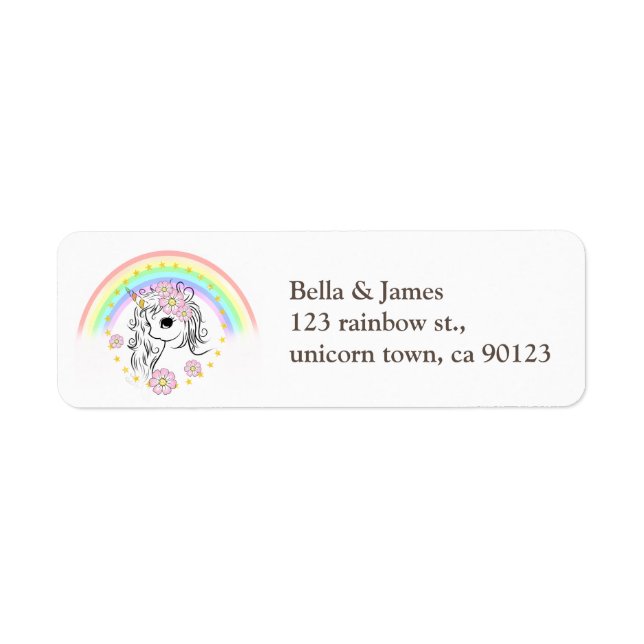 Rainbow Unicorn Return Address Label (Front)