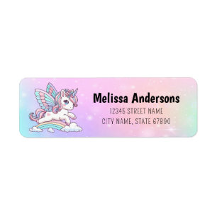 Rainbow Unicorn Return Address Labels