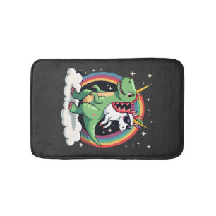 Rainbow Unicorn Riding T rex - Dinosaur Boys Girls Bath Mat