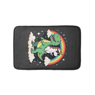 Rainbow Unicorn Riding T rex - Dinosaur Boys Girls Bath Mat