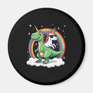 Rainbow Unicorn Riding T rex - Dinosaur Boys Girls Magnet