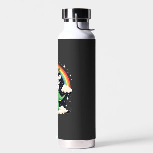 Rainbow Unicorn Riding T rex - Dinosaur Boys Girls Water Bottle