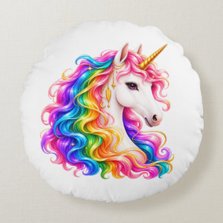 Rainbow Unicorn Round Cushion