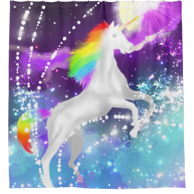 Rainbow Unicorn Shower Curtain (Front)