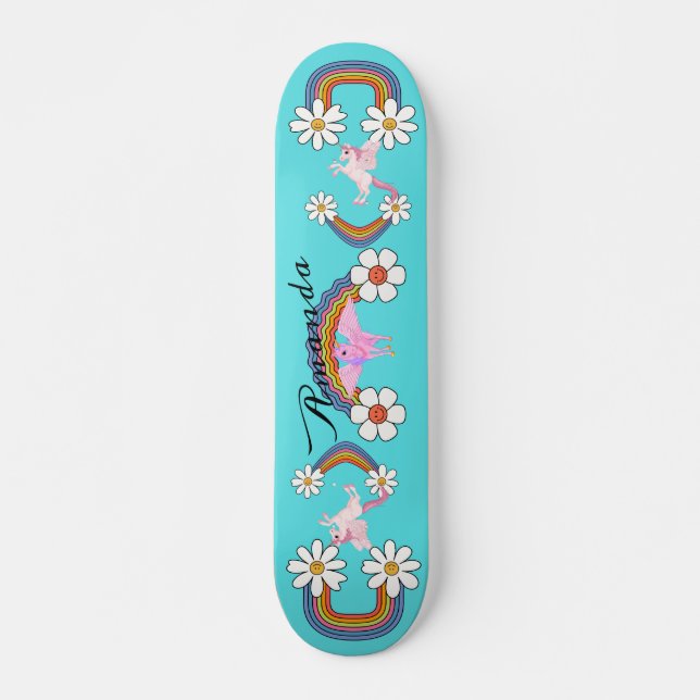 rainbow unicorn skateboard (Front)