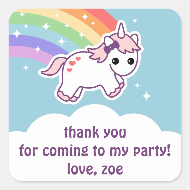 Rainbow Unicorn Square Sticker (Front)