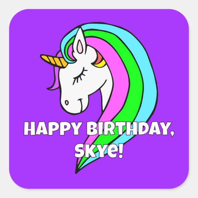 Rainbow Unicorn Square Sticker (Front)