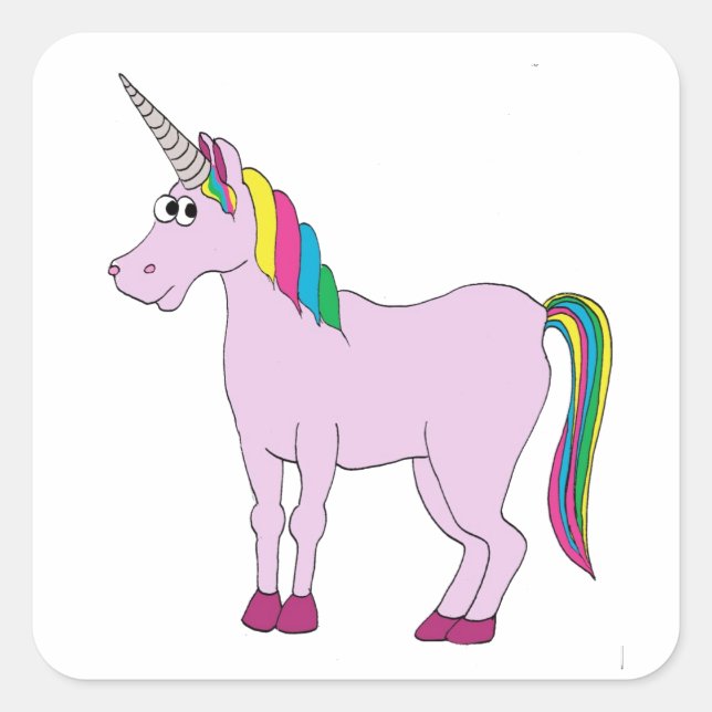 Rainbow Unicorn Square Sticker (Front)
