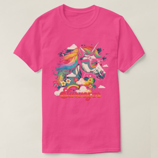 Rainbow Unicorn Surveyor T-Shirt (Design Front)