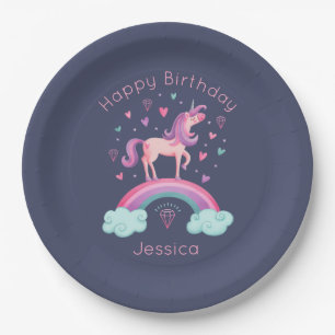 Rainbow Unicorn Thank You Paper Plate