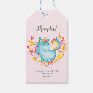 Rainbow Unicorn Thank you tags Favor tags
