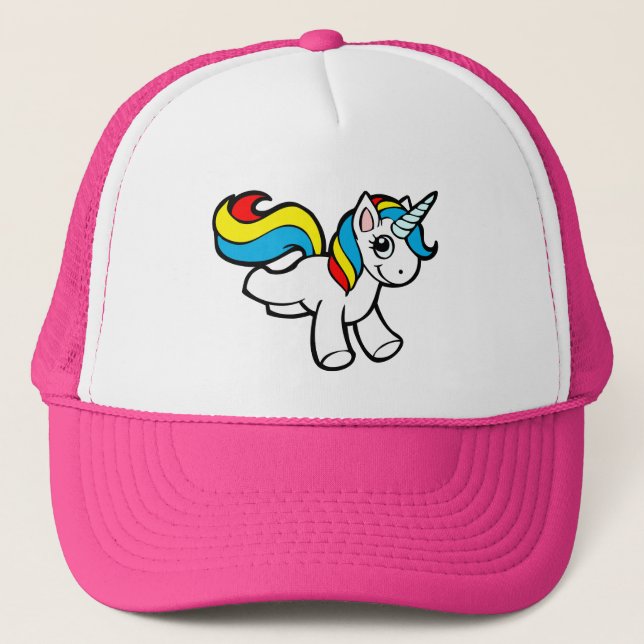 Rainbow unicorn toon trucker hat (Front)