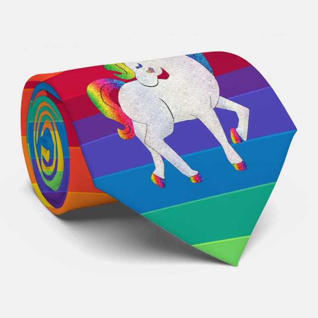 Rainbow Unicorn Unicorns Neckties Neck Tie (Rolled)