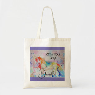 Rainbow Unicorn Watercolor Purple Cute Kids Tote Bag