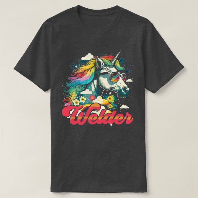 Rainbow Unicorn Welder  T-Shirt (Design Front)