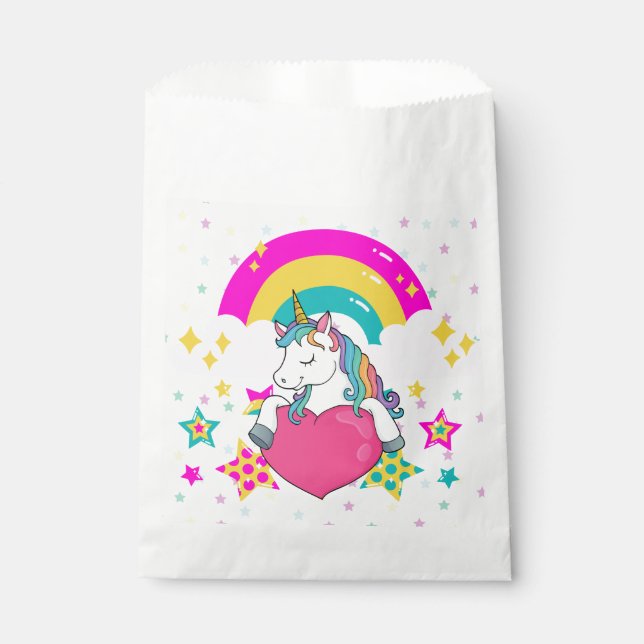 Rainbow Unicorn with Stars    Favour Bags (Front)