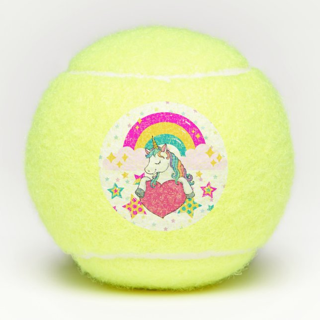 Rainbow Unicorn with Stars   Tennis Balls (Front)