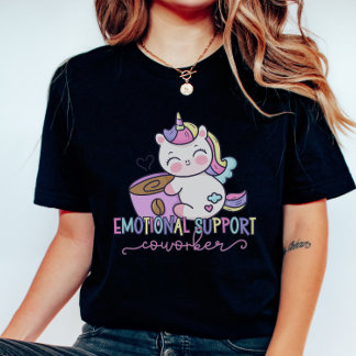 Rainbow Unicorn Work Bestie Emotional Support  T-Shirt