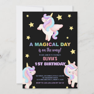 Rainbow Unicorns Birthday Invitations