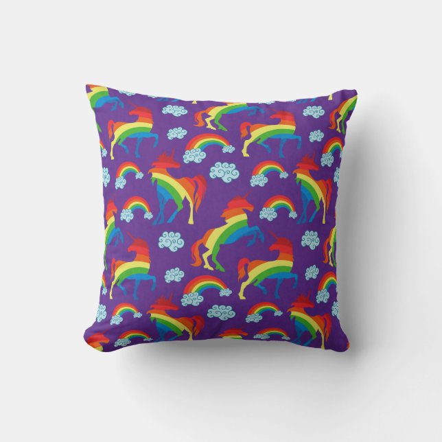 Rainbow Unicorns Cushion (Front)