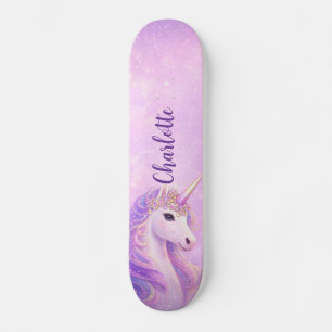 Rainbow Unicorns Purple Pink Personalized Skateboard