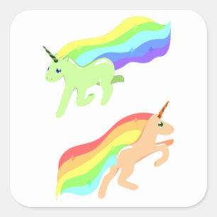 Rainbow Unicorns Square Sticker
