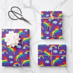Rainbow Unicorns Wrapping Paper Sheet