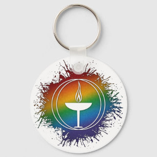 Rainbow Unitarian Universalism Symbol Key Ring