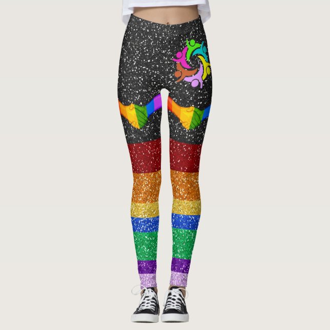 Rainbow Unity Glitter Images Pop Fashion Leggings (Front)