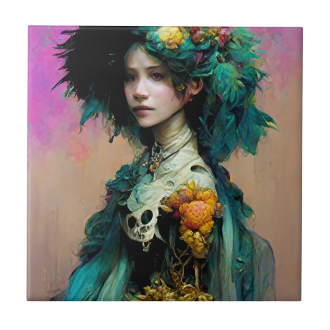 Rainbow Urchin 2 Fantasy Sci-Fi Tile (Front)