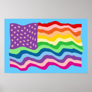 Rainbow US Flag Poster