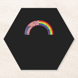 Rainbow USA Flag Gay Flag LGBT LGBTQ American Prid Paper Coaster